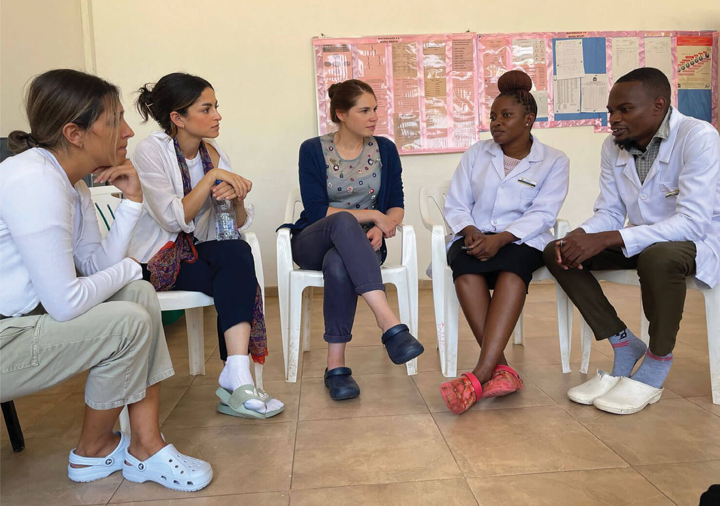 Photo showing BFIRST trainees and local trainees sharing their respective training experiences.